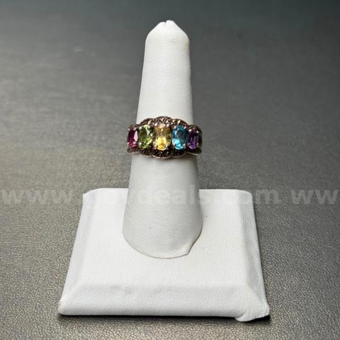 925 Silver Ring with Multicolored Stones