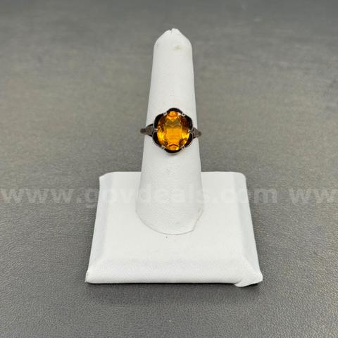925 Silver Ring with Yellow Stones