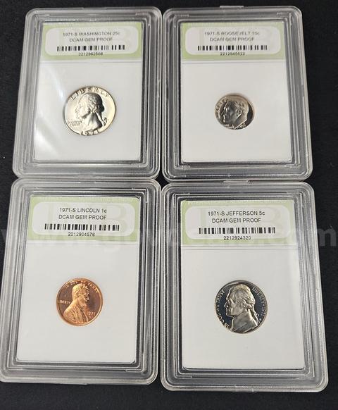 1971-S FOUR COIN SLABBED PROOF SET PERFECT GRADE