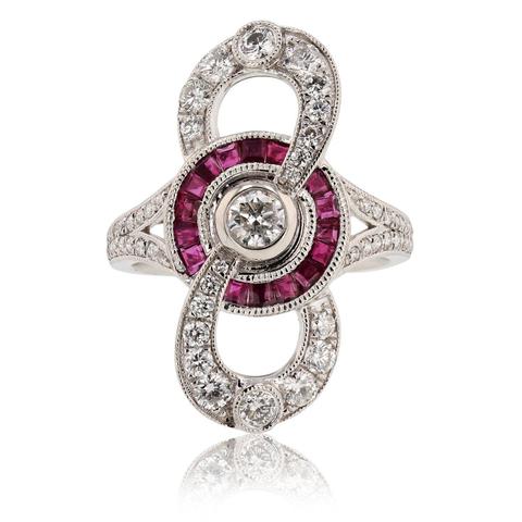 RUBY PLATINUM and DIAMOND RING