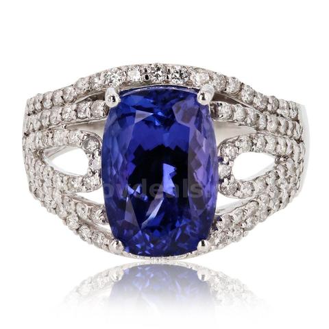 TANZANITE PLATINUM and DIAMOND RING