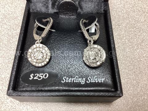 Sterling Silver Bridge Diamond Earrings 1/4TW DIA Dangle earrings ( retail $250.00 )