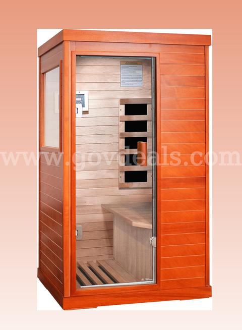 Factory Sealed β FREE Shipping - Infrared 1-Person Home Sauna, 800W, Okoume Wood, LED, Speakers, Glass Door