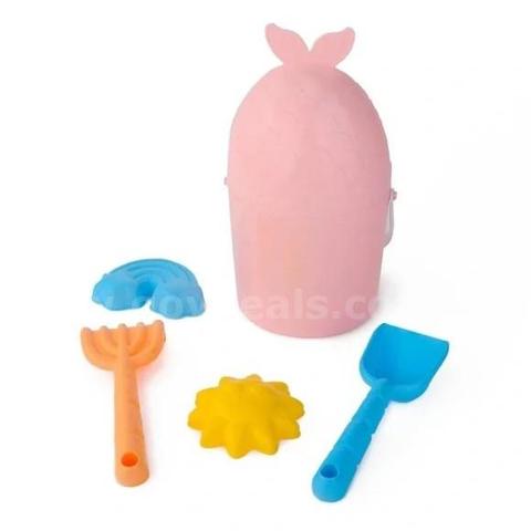 Brand New - Beach Bucket with/ Sand Toys, 5 pc set, Mermaid Tail Design - Shipping Available