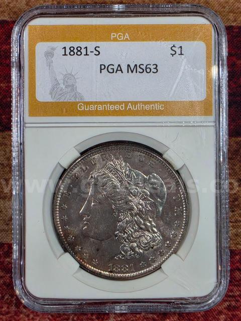 Stunning 1881-S Morgan Silver Dollar PGA Graded MS 63