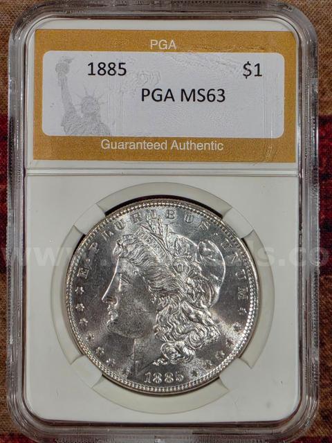 Stunning 1885 Morgan Silver Dollar PGA Graded MS 63