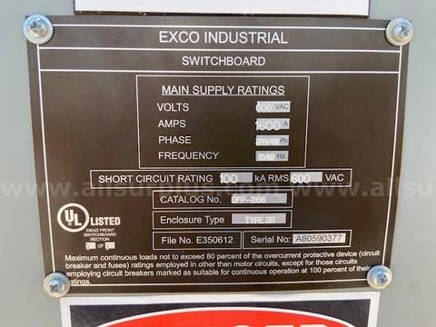 EXCO Industrial 1600A 600V Dead Front Switchboard – Type 3R Outdoor – 100kA SCCR