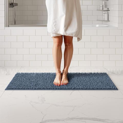 Brand New -  47"x21" Plush Bathroom Rug, Absorbent  Non Slip Chenille Bath Mats, Charcoal Gray- Shipping Available