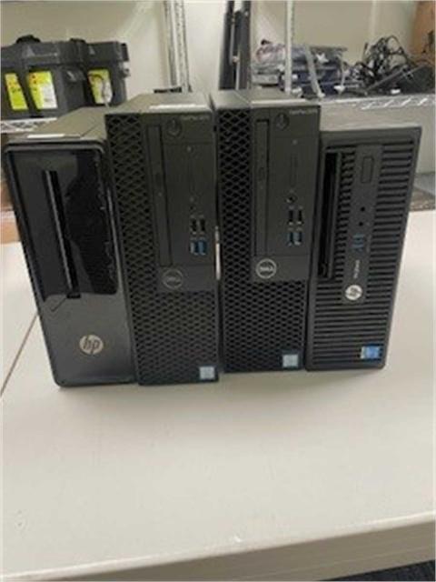 Lot of 4 Desktop Computers, 2 Dell, 2 HP, No Hard Drives