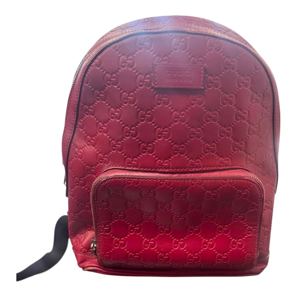 Gucci Backpacks Gucci Guccissima Red Leather Backpack Bag GG - photo 1