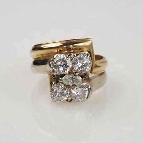 1.20cts TW Diamond 14kt Two Tone Gold Bridal Set -Evaluated By Our Certified Gemologist-AGS/GIA