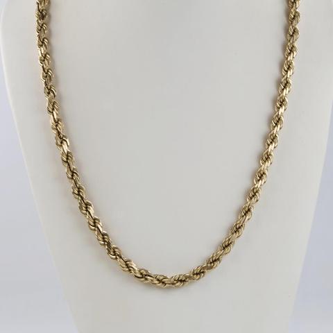 10kt Gold Twisted Rope Chain Link Necklace - Evaluated By Our Certified Gemologist-AGS/GIA