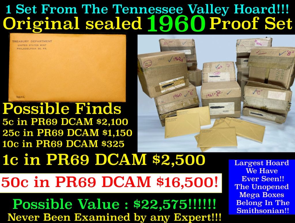 Original sealed 1960 United States Mint Proof Set Tennessee Valley Hoard - photo 1