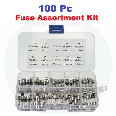 100 Pc Quick Blow Glass Tube Fuse Set