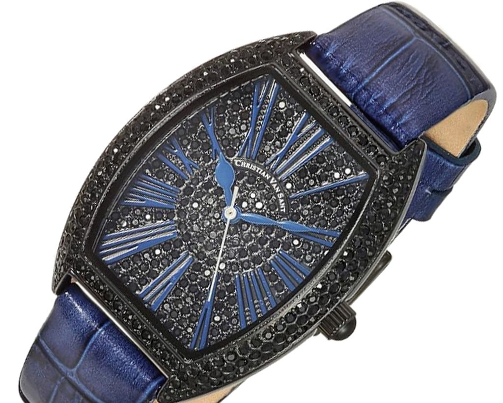 Christian Van Sant Watches Women's IP-Black tone w/ setting Stone, Blue dial and strap, CV4845 Retail at (MSRP: $750.00) - photo 1