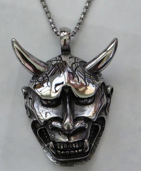 No Reserve 316L Stainless Steel Devil Horns Pendant & Chain Necklace