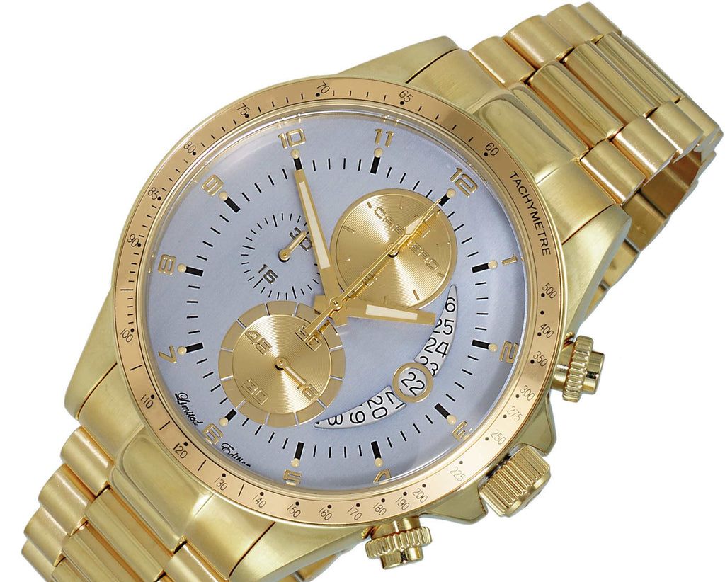 Lechateau Mens, Swiss-Ronda Chronograph Mov't, Light Grey - Date Dial,Gold tone, MSRP: $2,468.00 - photo 1