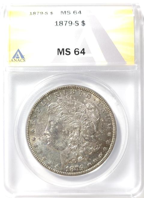 1879-S Morgan Dollar $1 - ANACS MS64 - Absolutely Beautiful Rare Toning!!
