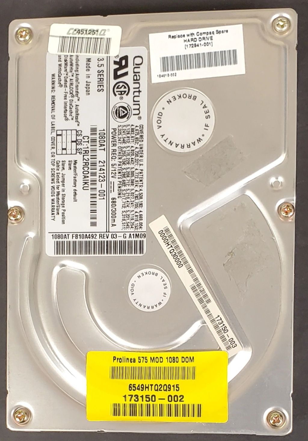 Quantum 3.5 Series 1080AT 214123-001 1.2GB Hard Drive GD Untested - photo 1