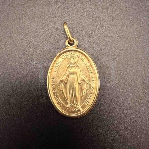 14K Yellow Gold Virgin Mary Medal